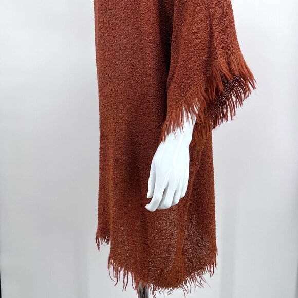 Novenka Moroccan Woven Fringe Tunic Top Eggplant Purple Rayon Cotton Linen - Picture 4 of 10